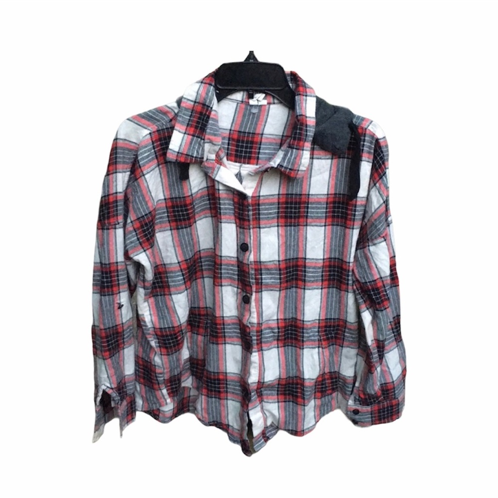 Mind Code Plaid Button Down With Hood - image 1